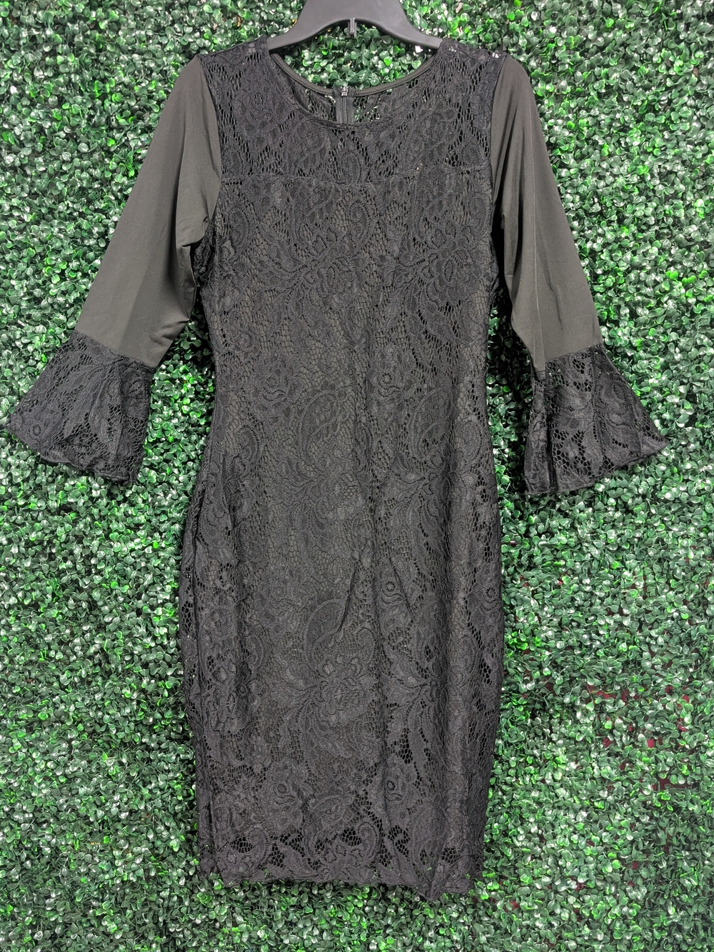 Amazon Black Lace Midi Dress with Bell Sleeves